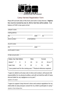 Camp Harvest 2014 Registration